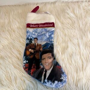 Elvis Presley Winter Wonderland Holiday Stocking with Festive Design